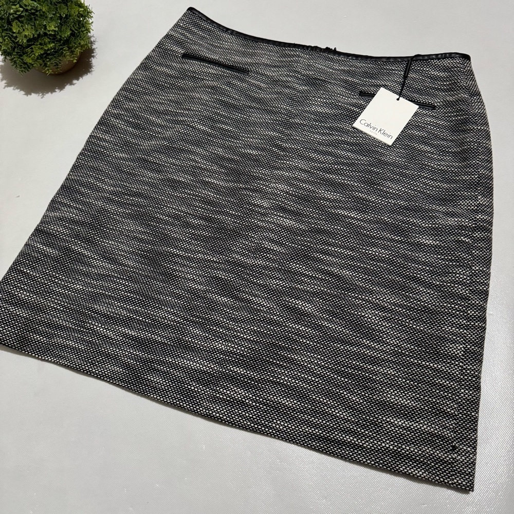 Calvin Klein NWT Black White Tween Textured Office Career Pencil Skirt Womens 14